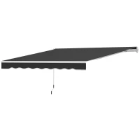 Outsunny Garden Retractable Awning - Black(m-11)