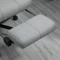 Vinsetto Bürostuhl mit Kopfkissen Armlehne Schreibtischstuhl mit Neigungswinkel Höhenverstellbarer Drehstuhl mit Fußstütze Leinen Schaumstoff PVC Hellgrau 66 x 76 x 112-120 cm(m-11)