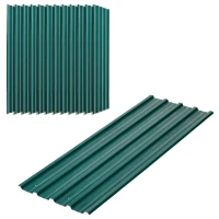 Outsunny Conjunto de 12 Painéis para Teto de Aço Galvanizado Chapas Perfiladas de Teto 7m² para Abrigo de Ferramentas 129x45cm Verde(m-1)