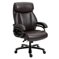Vinsetto Bürostuhl Chefsessel Gaming Stuhl Drehstuhl Wippfunktion Dicke Polsterung 180 kg Belastbarkeit ergonomisches Design höhenverstellbar Kunstleder Braun 72x83x114-122 cm