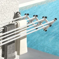 HOMCOM Handdoekrek, Aluminium, Verstelbaar, Voor Binnen- en Buitengebruik, Zilver(m-9)