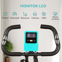 SPORTNOW Bicicleta Estática Plegable Silenciosa con Resistencia Magnética Monitor LCD y Bandas para Brazos 43x97x109 cm Verde(m-9)
