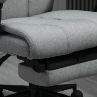 Vinsetto Bürostuhl mit Kopfkissen Armlehne Schreibtischstuhl mit Neigungswinkel Höhenverstellbarer Drehstuhl mit Fußstütze Leinen Schaumstoff PVC Hellgrau 66 x 76 x 112-120 cm(m-10)