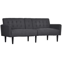 HOMCOM Three-Seater Sofa Bed, with Cupholders - Grey(m-1)