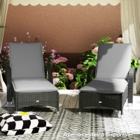 Outsunny Conjunto de 2 Almofadas para Espreguiçadeira Dobráveis 193x58x6 cm com Correias de Sujeição Cinza(m-7)