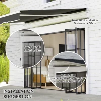 Outsunny Garden Retractable Awning - Black(m-9)