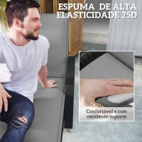 Outsunny Conjunto de 2 Almofadas para Espreguiçadeira Dobráveis 193x58x6 cm com Correias de Sujeição Cinza(m-5)