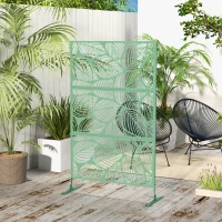 Outsunny Biombo de Exterior Separador de Ambientes com 3 Peças com Padrão de Flores Grande e Estrutura de Aço 122x45x198 cm Verde(m-2)