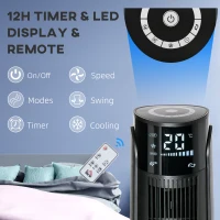 HOMCOM Torenventilator, Airconditioner met 4 Modi, 3 Snelheden, Timer, Kunststof(m-8)