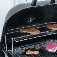 Outsunny Portable BBQ Charcoal Grill with 2 Wheels and Cooking Utensils, Smoker Grill with Lid for Outdoor Barbecues, Camping, Picnic, Courtyard(m-8)