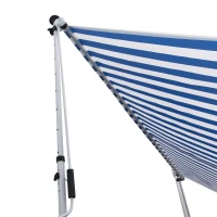 Outsunny Klemmmarkise mit Handkurbel höhenverstellbar Gelenkarmmarkise schmutzabweisend, witterungsbeständig Balkonmarkise 150cm breit Terrassenmarkise für Terrasse Balkon Veranda Blau+Weiß(m-10)