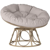Outsunny Papasan Draaistoel Rotan 360° met Zitkussen, Ronde Buitenstoel(m-10)
