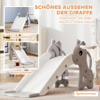 AIYAPLAY Zjeżdżalnia 3w1 dla dzieci, Kształt żyrafy, Koszykówka, Piłka, Szara(m-5)