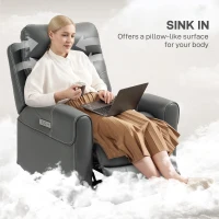 HOMCOM Power Lift Recliner Chair for Elderly, Overstuffed Faux Leather Riser and Reclining Chair with USB A+C Ports, Recliner Armchair for Living Room, Charcoal Grey(m-7)