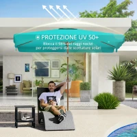 Outsunny Ombrellone da Giardino 2x3 m con Apertura a Manovella, Inclinabile e Anti UV 50+, Turchese(m-5)