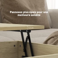 HOMCOM Table basse relevable, table basse avec tiroirs et compartiment caché pour salon, bureau à domicile, chêne(m-6)