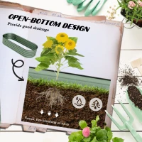 Outsunny Galvanised Raised Garden Bed, Metal Planter Box with Safety Edging, for Flowers, Herbs, Succulents, Pack of 2, Green(m-5)