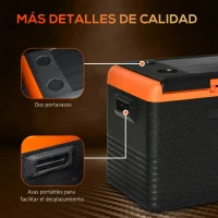 Outsunny Nevera Portátil Eléctrica 40L Refrigerador de Coche 12V/24V hasta -20℃ con Pantalla LED Táctil 58,7x36,5x43,8cm Negro(m-7)