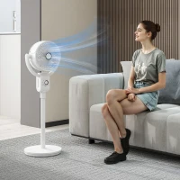 HOMCOM Pedestal Air Circulation Fan with Oscillating, White(m-2)