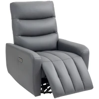 HOMCOM Relaxsessel, Polstersessel mit Liegefunktion, Fernbedienung, USB-Anschluss, Grau(m-10)