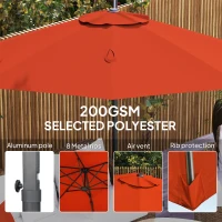 Outsunny Five-Position Overhanging Parasol - Orange(m-7)