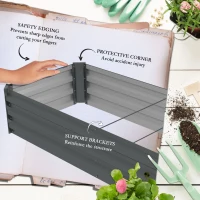 Outsunny 60 x 240cm Galvanised Steel Planter, with Open Bottom, Pack of 2(m-6)