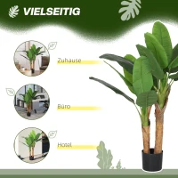 HOMCOM Sztuczna Roślina, sztuczne drzewa, zestaw 2 sztuk, naturalny wygląd, plastik, doniczka, Zielony(m-5)