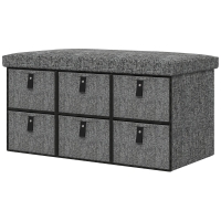 HOMCOM Gepolsterte Schuhbank, 6 Schuhfächer, MDF-Rahmen, Leinenoptik, Grau