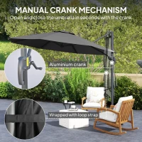 Outsunny 3 x 3m Overhanging Cantilever Parasol - Black(m-6)