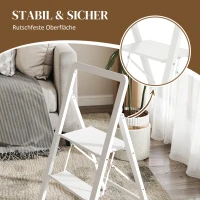 HOMCOM Drabina 2-stopniowa, Składana, Antypoślizgowa Platforma, Biała(m-7)