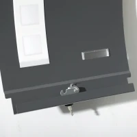 HOMCOM Briefkasten mit Schloss, verzinkter Stahl, 30 cm langer Postschlitz, Grau(m-9)