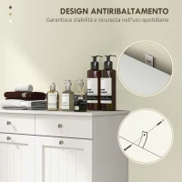 HOMCOM Mobile Bagno con 2 Ceste Portabiancheria Rimovibili, 2 Cassetti e 2 Ante a Ribalta, 78x38x90 cm, Bianco(m-6)