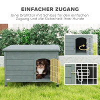 PawHut Hundehütte, Hundehaus mit Tür, Hundebox, Haustierhütte, Tannenholz, Dunkelgrau(m-7)