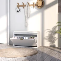 HOMCOM Elegant Eight Shoe Bench, with Top Seat - White(m-8)