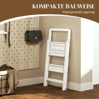 HOMCOM Drabina 2-stopniowa, Składana, Antypoślizgowa Platforma, Biała(m-6)