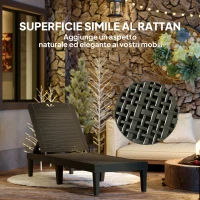 Outsunny Set 2 Lettini Prendisole con Schienale Regolabile su 4 Posizioni Effetto Rattan a Doghe, Nero(m-7)