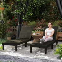 Outsunny Set van 2 Weerbestendige Tuinligstoelen met 4-Voudig Verstelbare Rugleuning tot 120kg - Zwart(m-2)