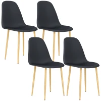 HOMCOM Modern Dining Chairs Set of 4, Kitchen Chairs with Backrest and Steel Legs for Dining Room, Living Room, Black(m-1)