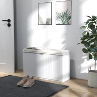 HOMCOM Elegant Eight Shoe Bench, with Top Seat - White(m-2)