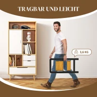 HOMCOM Drabinka 2-stopniowa, metalowa, składana, antypoślizgowa platforma, Czarny(m-5)