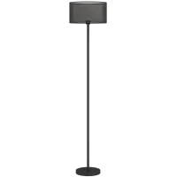 HOMCOM Floor Lamp for Living Room, Modern Standing Lamp with Double Layer Shade & Foot Switch, Minimalist Tall Pole Lampshade for Bedroom, Office, Black(m-1)