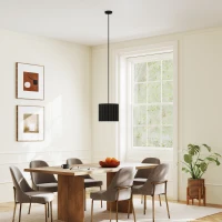 HOMCOM Linen Pendant Light, Bedside Ceiling Lamps with E27 Bulb, Modern Hanging Lights for Living Room, Bedroom, Kitchen, Hallway, Black(m-7)