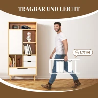 HOMCOM Drabina 2-stopniowa, Składana, Antypoślizgowa Platforma, Biała(m-5)