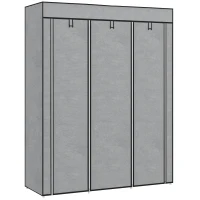 HOMCOM Fabric Wardrobe, with Rails and Shelves - Light Grey(m-11)