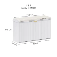 HOMCOM Elegant Eight Shoe Bench, with Top Seat - White(m-3)