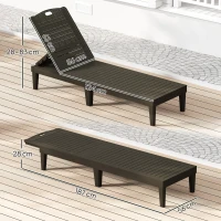 Outsunny Set 2 Lettini Prendisole con Schienale Regolabile su 4 Posizioni Effetto Rattan a Doghe, Nero(m-3)