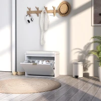 HOMCOM Elegant Six Shoe Bench, with Top Seat - White(m-8)