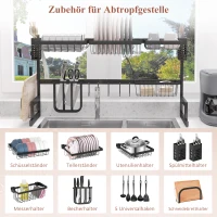 HOMCOM Geschirrkorb, Modularer Geschirrhalter aus Metall, bis zu 23 kg belastbar, Schwarz(m-5)
