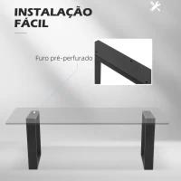 HOMCOM Conjunto de 2 Pés para Mesa de Aço 70x8x41 cm Pernas Quadradas de Mesa para Móveis de Bricolage Preto(m-4)