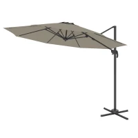 Outsunny 3 m Five-Angle Cantilever Parasol - Light Grey(m-11)